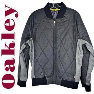 OAKLEY Echo Quilted 2-Tone‎ Gray Full Zip Bomber Jacket, Size Small